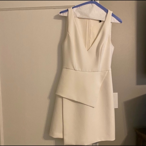 bcbgmaxazria asymmetrical cocktail dress - white - Picture 3 of 5